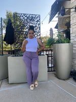 Stretchy Ribbed Wide Leg Pants| Lavender