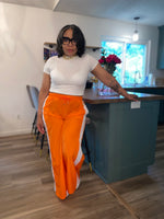 Side Stripe Windbreaker Pants|Orange