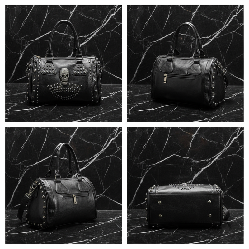 Rockstar Studded Leather Handbag | Black