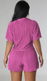 Pleated Short Set| Rose