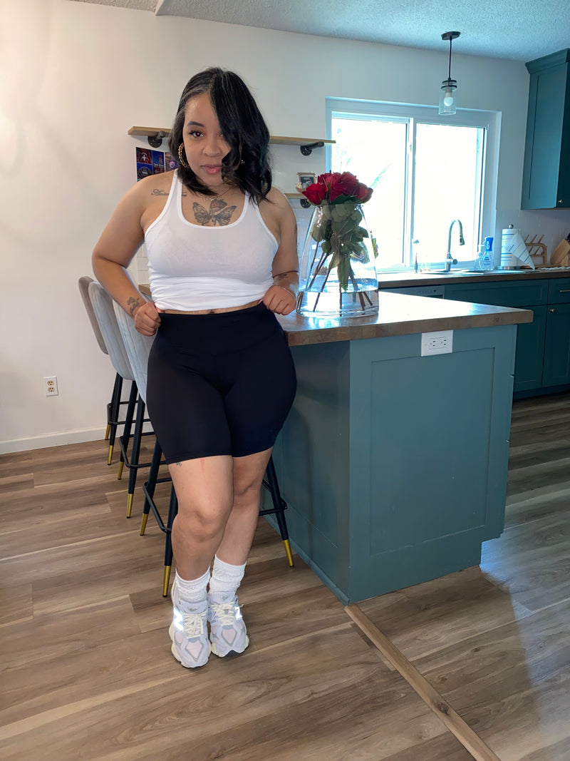 Butter Soft Waistband Biker Shorts| Black