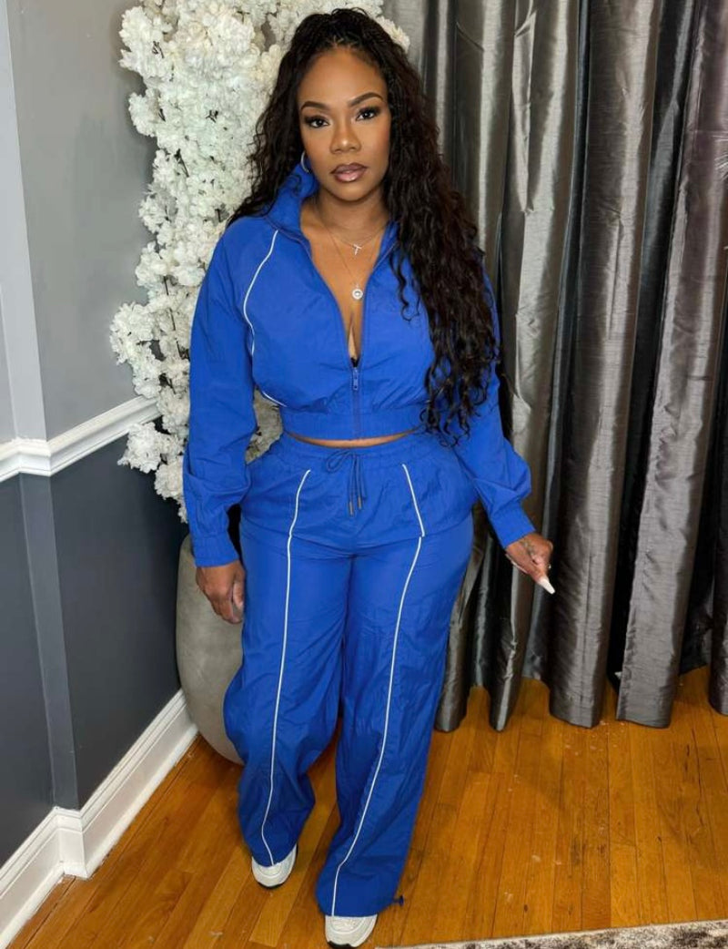 2PC Windbreaker Jacket Pants Set|Blue