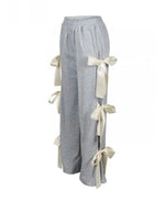 Bow Tie Wide Leg Pants| Grey