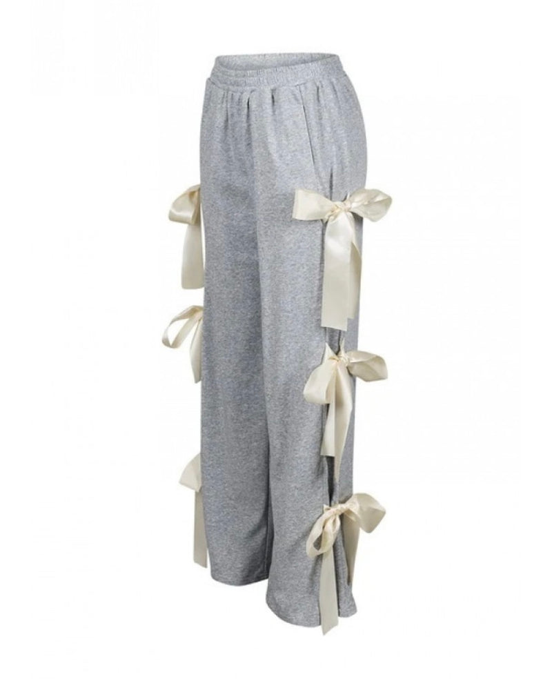 Bow Tie Wide Leg Pants| Grey