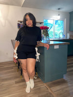 Bow Tie Wrap Short Set| Black *$28 until 9/2 all sales are final*
