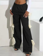 Bow Tie Wide Leg Pants| Black