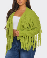 Open Fringe Sweater| Green