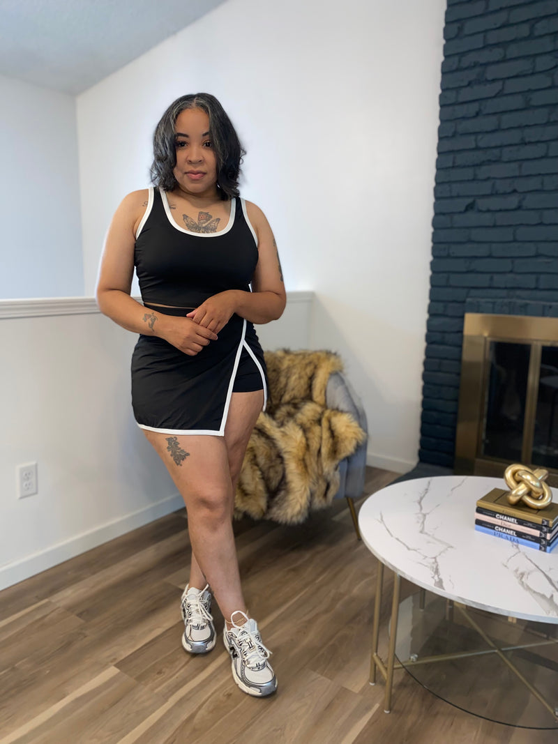 Sporty Skirt Set With Split| Black *$28 until 9/2 all sales are final*