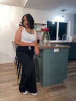 U-Neck Cropped Tank Wide Leg Pant Set| Black *$28 until 9/2 all sales are final*