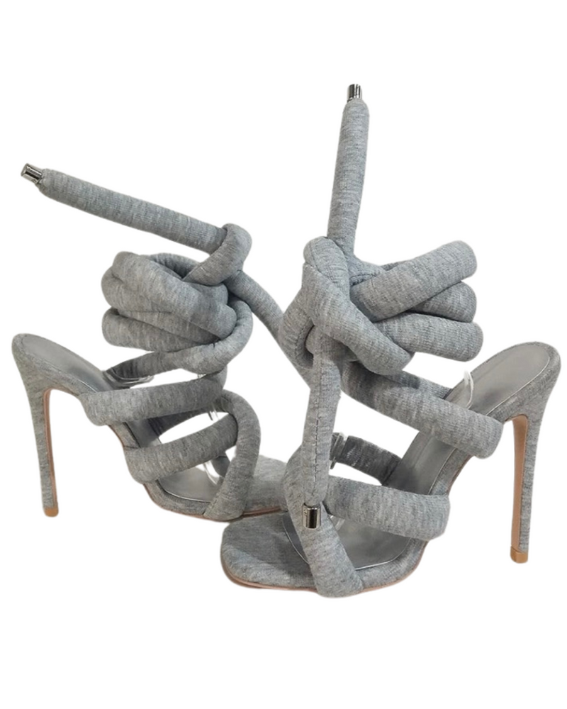 Tie Me Up Heels| Grey