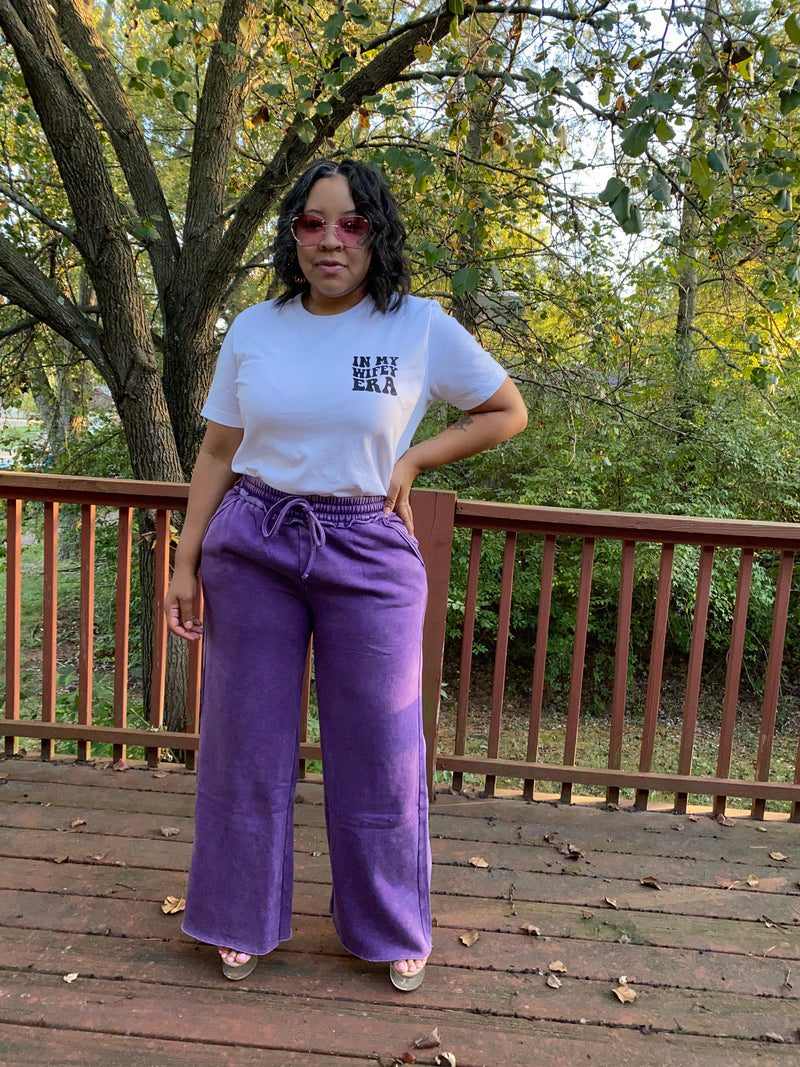 Stonewash Palazzo Pants| Violet