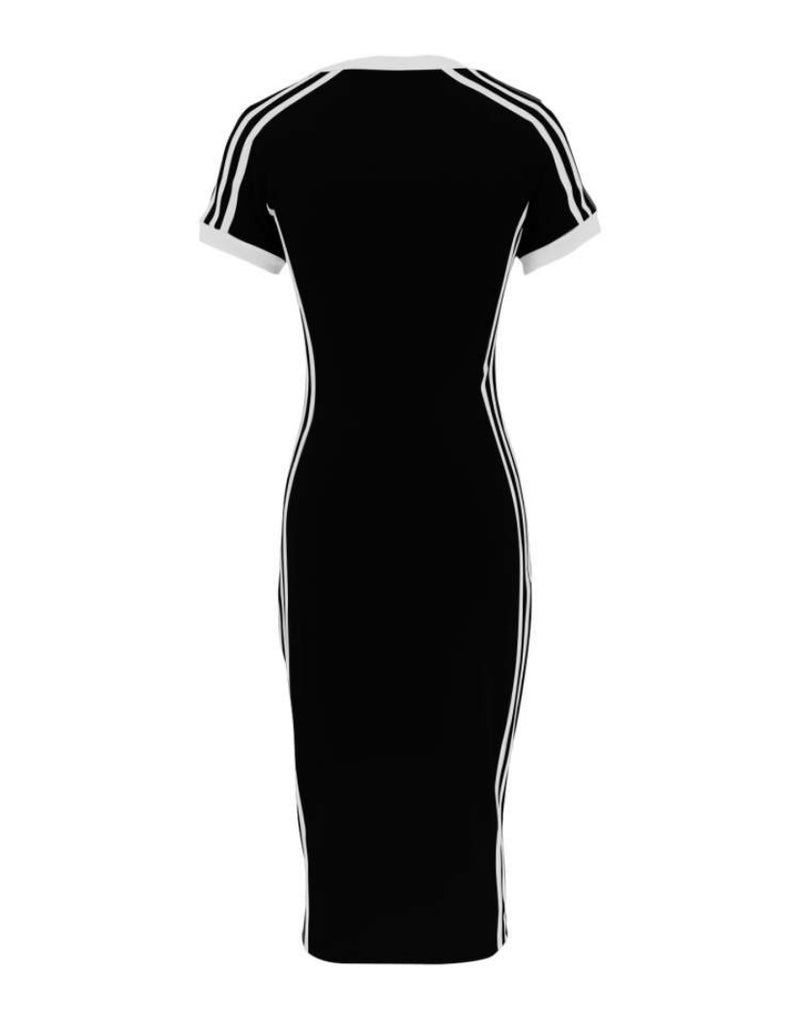 V-Neck Stripe Dress| Black