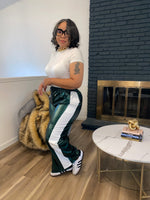 Side Stripe Windbreaker Pants| DK Green