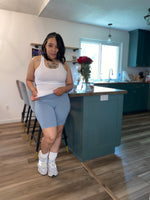 Butter Soft Waistband Biker Shorts| Blue Grey