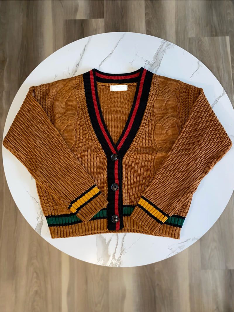 Cable Knit Cardigan| Almond