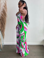 Colorblock Halter Jumpsuit| Multicolor-Green