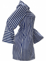 Stripe Collar Dress Mini| Blue