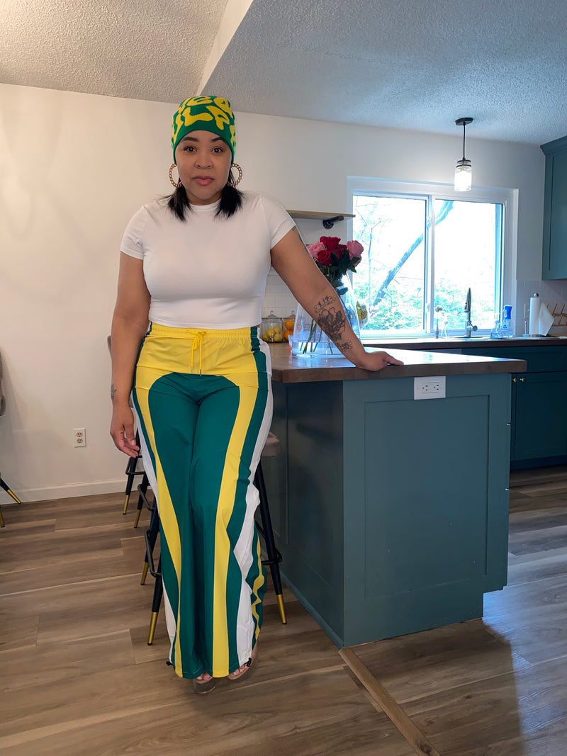 Splatter Color Wide Leg Pants| Green, Yellow & White