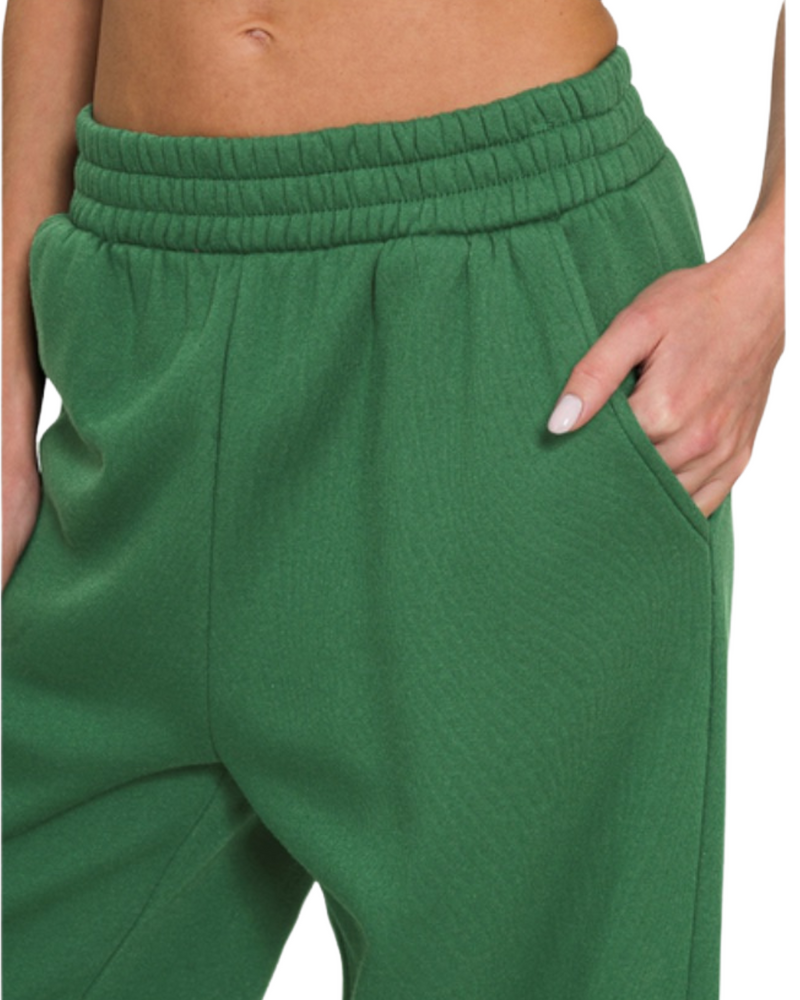 Fleece Sweatpants with Pockets| Green