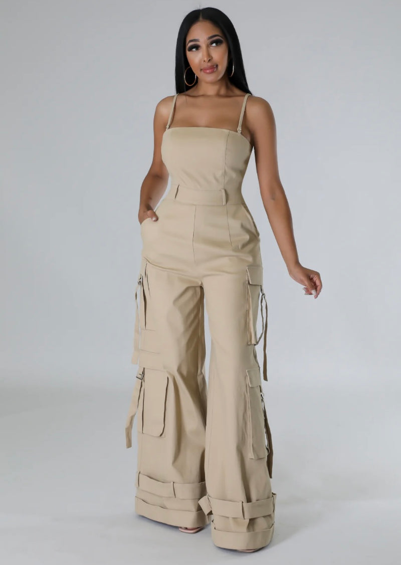 Cargo Jumpsuit| Khaki