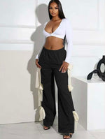 Bow Tie Wide Leg Pants| Black