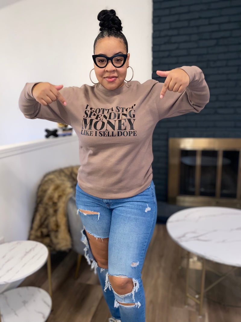 Big Spender Sweatshirt| Latte & Black