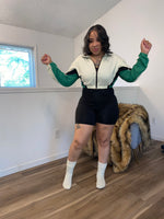 2PC Zipper Jacket Short Set| Black,Green & Nude