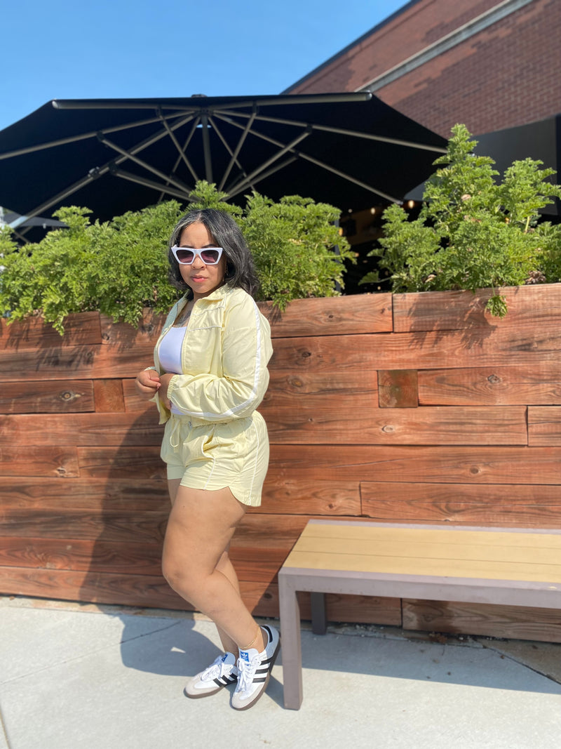 2PC Windbreaker Jacket Short Set|Yellow *$28 until 9/2 all sales are final*