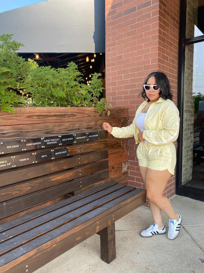2PC Windbreaker Jacket Short Set|Yellow *$28 until 9/2 all sales are final*
