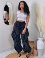 Ruffle Print Cargo Pants|Black