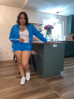 2PC Windbreaker Jacket Short Set| Blue