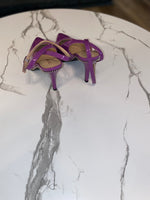 Beaded Pointed Slingback Heel| Purple