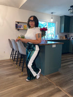 Side Stripe Windbreaker Pants| DK Green
