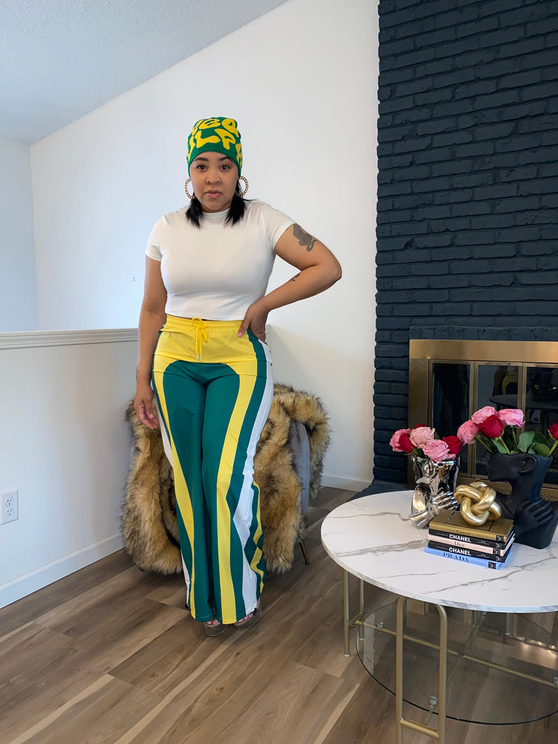 Splatter Color Wide Leg Pants| Green, Yellow & White