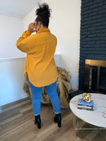 Oversized Fleece Shacket| Golden Mustard