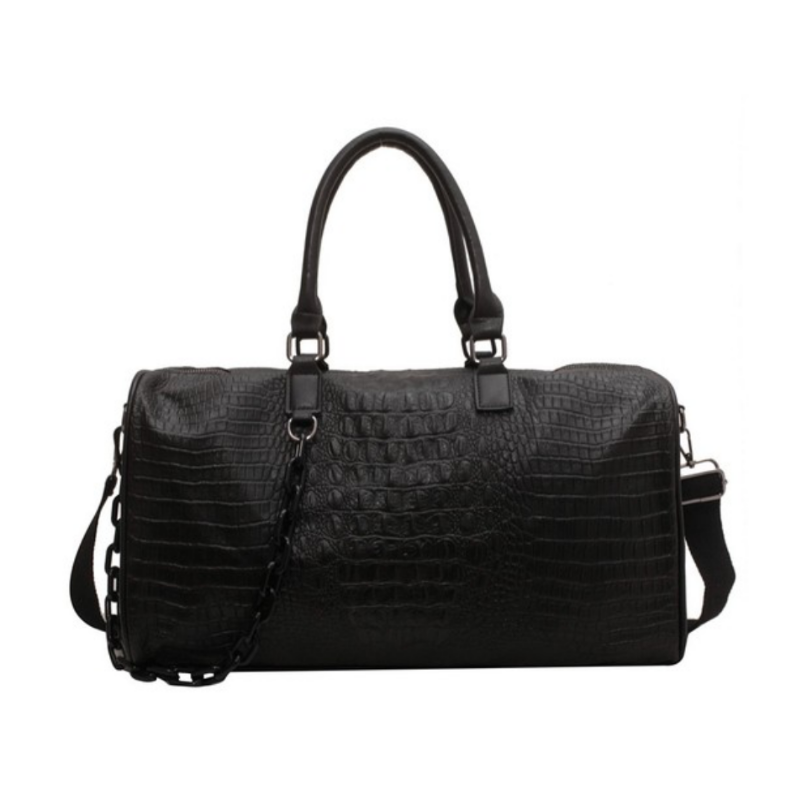 Vegan Leather Duffel Bag| Black