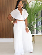 Collar Cutie Pants Set| White