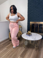U-Neck Cropped Tank Wide Leg Pant Set| Pink *$28 until 9/2 all sales are final*