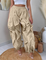 Ruffle Print Cargo Pants|Khaki