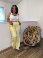 U-Neck Cropped Tank Wide Leg Pant Set| Yellow *$28 until 9/2 all sales are final*