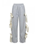 Bow Tie Wide Leg Pants| Grey