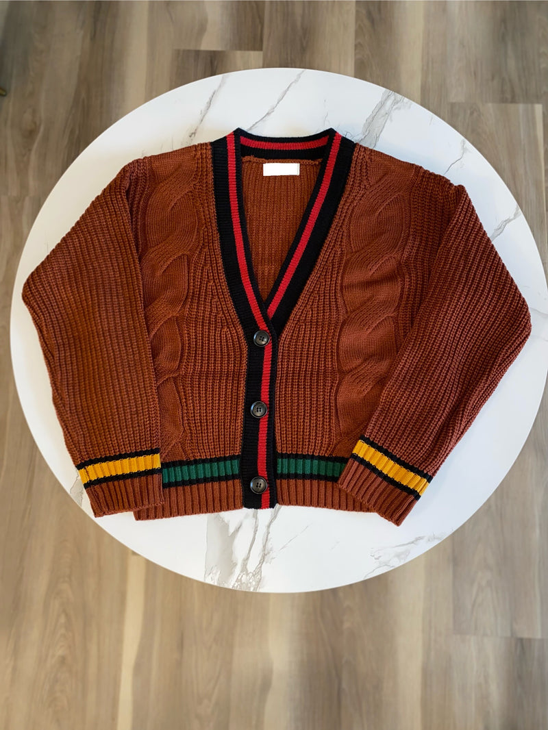 Cable Knit Cardigan| DK Rust (Restocked Ships Next Week Available Now For Early Purchase)