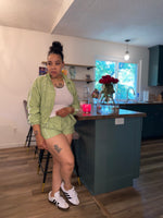 2PC Windbreaker Jacket Short Set| LT Green *$28 until 9/2 all sales are final*