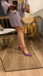 Beaded Pointed Slingback Heel| Purple